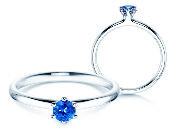 Engagement ring Classic Colour in 14K white gold with sapphire 0.25ct