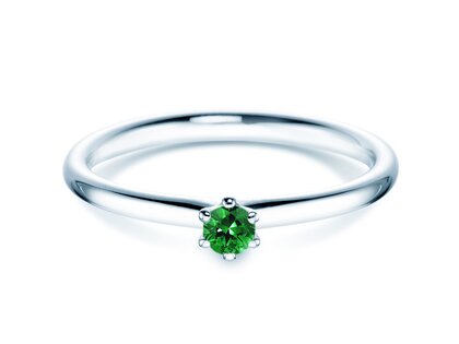Engagement ring Classic Colour in silver 925/- with emerald 0.05ct
