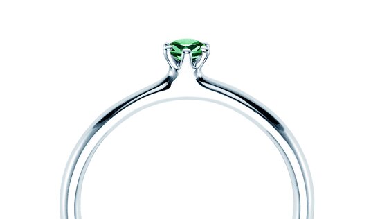 Engagement ring Classic Colour in 9K white gold with emerald 0.05ct