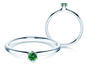 Engagement ring Classic Colour in silver 925/- with emerald 0.05ct