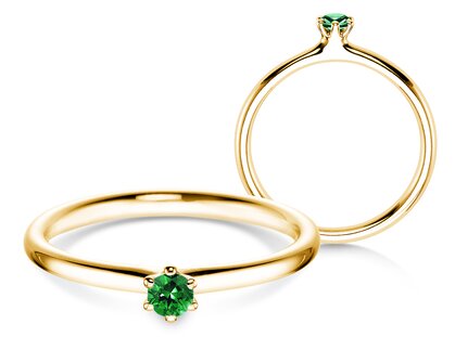  in 14K yellow gold with emerald 0.05ct