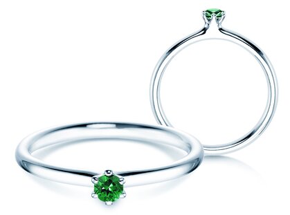 in 14K white gold with emerald 0.05ct