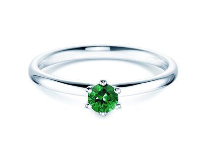 Engagement ring Classic Colour in platinum 950/- with emerald 0.25ct