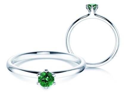 Engagement ring Classic Colour in platinum 950/- with emerald 0.25ct
