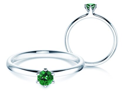 Engagement ring Classic Colour in platinum 950/- with emerald 0.25ct
