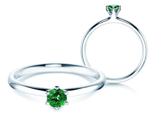Engagement ring Classic Colour in platinum 950/- with emerald 0.25ct
