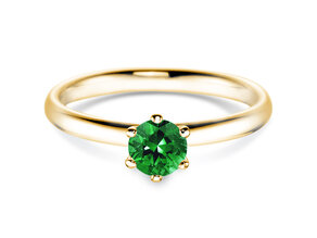 Engagement ring Classic Colour in 9K yellow gold with emerald 0.50ct