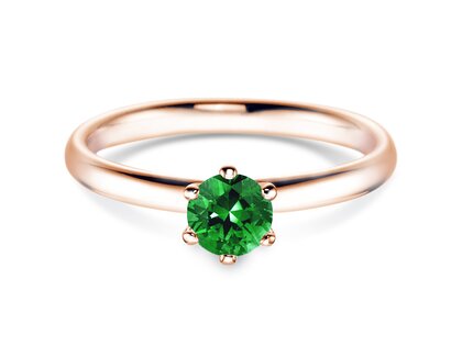 Engagement ring Classic Colour in 9K rosé gold with emerald 0.50ct