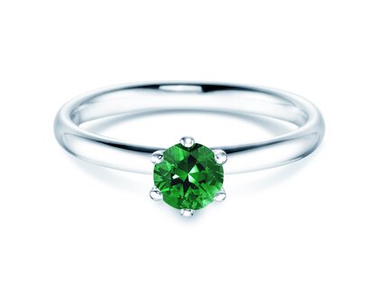 Engagement ring Classic Colour in 9K white gold with emerald 0.50ct