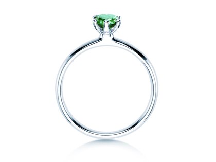 Engagement ring Classic Colour in 9K white gold with emerald 0.50ct