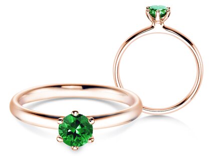 Engagement ring Classic Colour in 9K rosé gold with emerald 0.50ct