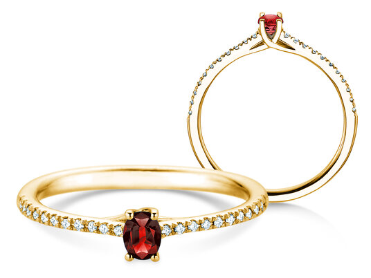 Birthstone Ring Birthstone ring Glow Pavé July in 9K white gold with ruby 0.25ct and diamonds 0.09ct