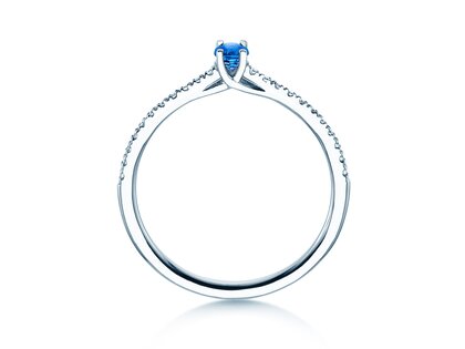 Birthstone Ring Birthstone ring Glow Pavé September in 9K white gold with sapphire 0.25ct and diamonds 0.09ct