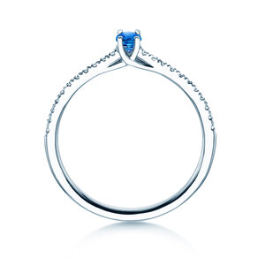 Birthstone Ring Birthstone ring Glow Pavé September in 9K white gold with sapphire 0.25ct and diamonds 0.09ct