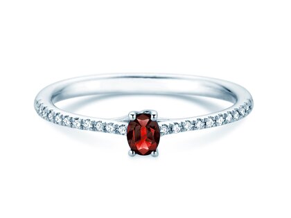 Birthstone Ring Birthstone ring Glow Pavé July in 9K white gold with ruby 0.25ct and diamonds 0.09ct