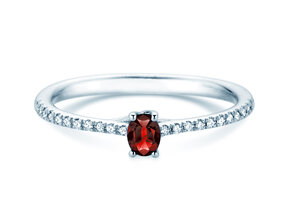 Birthstone Ring Birthstone ring Glow Pavé July in 9K white gold with ruby 0.25ct and diamonds 0.09ct