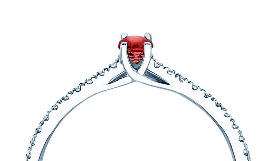Birthstone Ring Birthstone ring Glow Pavé July in 9K white gold with ruby 0.25ct and diamonds 0.09ct