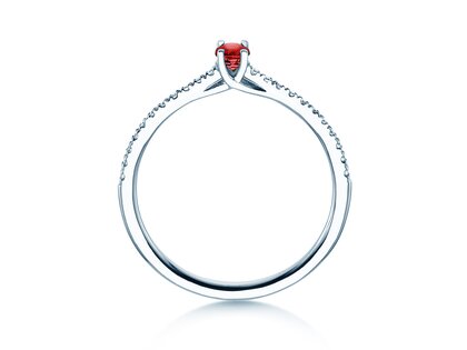 Birthstone Ring Birthstone ring Glow Pavé July in 9K white gold with ruby 0.25ct and diamonds 0.09ct