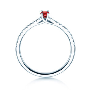 Birthstone Ring Birthstone ring Glow Pavé July in 9K white gold with ruby 0.25ct and diamonds 0.09ct