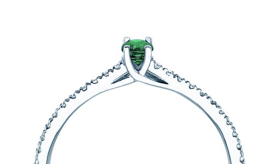 Birthstone Ring Birthstone ring Glow Pavé May in 9K white gold with emerald 0.25ct and diamonds 0.09ct
