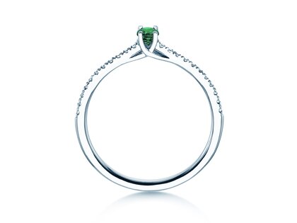 Birthstone Ring Birthstone ring Glow Pavé May in 9K white gold with emerald 0.25ct and diamonds 0.09ct