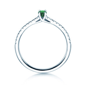 Birthstone Ring Birthstone ring Glow Pavé May in 9K white gold with emerald 0.25ct and diamonds 0.09ct