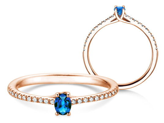 Birthstone Ring Birthstone ring Glow Pavé September in 9K white gold with sapphire 0.25ct and diamonds 0.09ct
