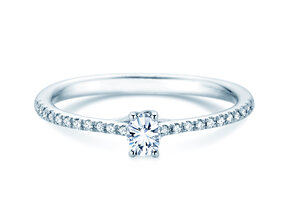 Birthstone Ring Birthstone ring Glow Pavé April in 14K white gold with diamond 0.25ct and diamonds 0.09ct