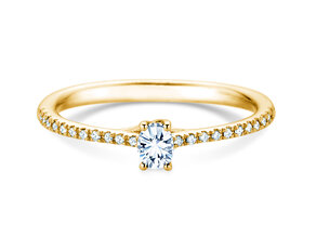 Birthstone Ring Birthstone ring Glow Pavé April in 9K yellow gold with diamond 0.25ct and diamonds 0.09ct