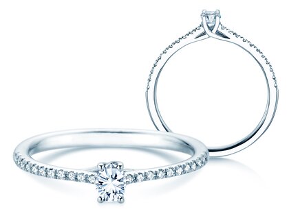 Birthstone Ring Birthstone ring Glow Pavé April in 14K white gold with diamond 0.25ct and diamonds 0.09ct