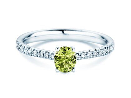 Birthstone Ring Birthstone ring Glow Pavé August in 9K white gold with peridot 0.60ct and diamonds 0.11ct