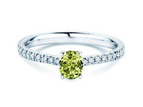 Birthstone Ring Birthstone ring Glow Pavé August in 9K white gold with peridot 0.60ct and diamonds 0.11ct