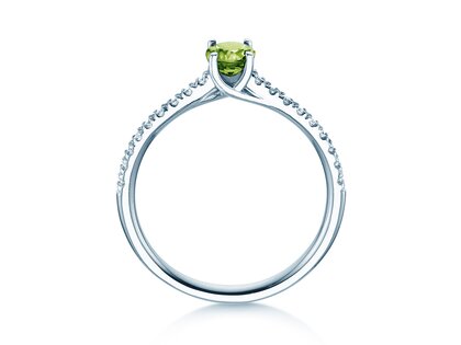Birthstone Ring Birthstone ring Glow Pavé August in 9K white gold with peridot 0.60ct and diamonds 0.11ct