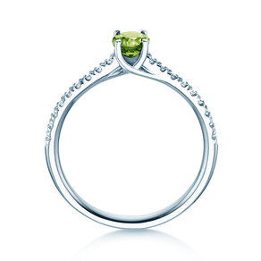 Birthstone Ring Birthstone ring Glow Pavé August in 9K white gold with peridot 0.60ct and diamonds 0.11ct