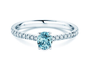 Birthstone Ring Birthstone ring Glow Pavé December in 18K white gold with blue topaz 0.60ct and diamonds 0.11ct