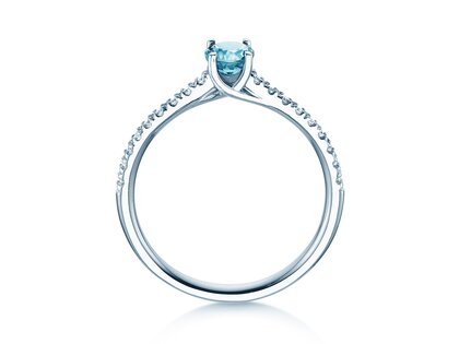 Birthstone Ring Birthstone ring Glow Pavé December in 18K white gold with blue topaz 0.60ct and diamonds 0.11ct