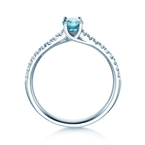 Birthstone Ring Birthstone ring Glow Pavé December in 18K white gold with blue topaz 0.60ct and diamonds 0.11ct