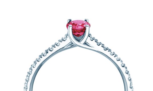 Birthstone Ring Birthstone ring Glow Pavé May in 9K rosé gold with emerald 0.25ct and diamonds 0.09ct