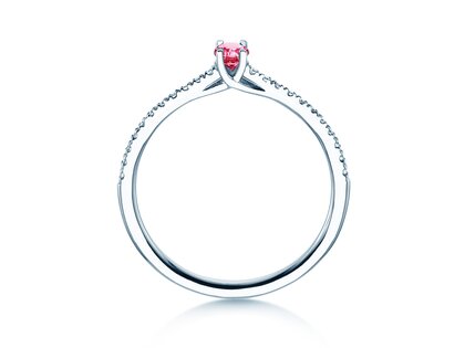 Birthstone Ring Birthstone ring Glow Pavé October in 14K white gold with pink tourmaline 0.25ct and diamonds 0.09ct