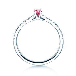 Birthstone Ring Birthstone ring Glow Pavé October in 14K white gold with pink tourmaline 0.25ct and diamonds 0.09ct