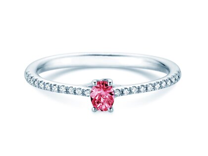 Birthstone Ring Birthstone ring Glow Pavé October in 14K white gold with pink tourmaline 0.25ct and diamonds 0.09ct