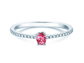 Birthstone Ring Birthstone ring Glow Pavé October in 14K white gold with pink tourmaline 0.25ct and diamonds 0.09ct