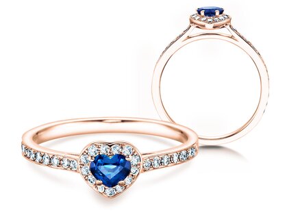 Engagement ring Heart Saphir in rose gold
