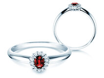 Engagement ring Jolie in 18K white gold with ruby 0.25ct and diamonds 0.06ct