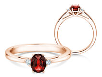 Engagement ring Life in 18K rosé gold with ruby 0.60ct and diamonds 0.03ct