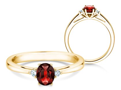 Engagement ring Life in 14K yellow gold with ruby 0.25ct and diamonds 0.03ct