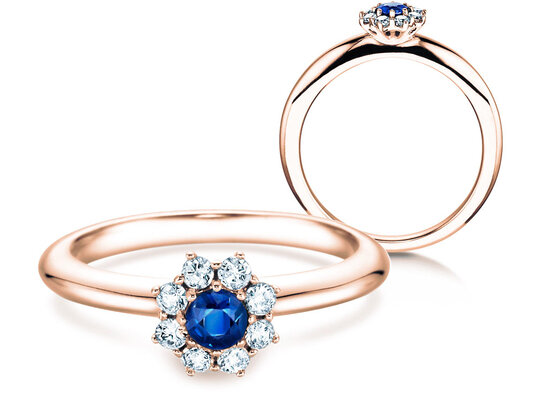 Engagement ring Lovely in 9K white gold with sapphire 0.10ct and diamonds 0.15ct