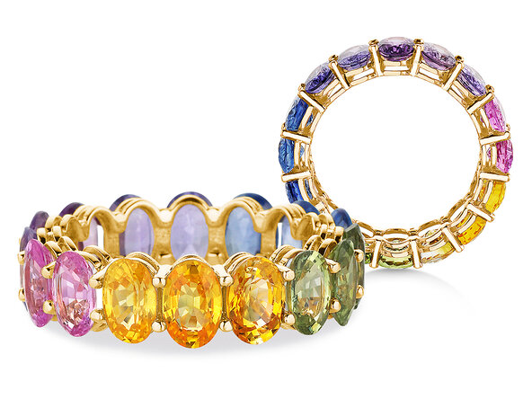 Ring Rainbow Oval in 14K yellow gold with sapphire 8.33ct