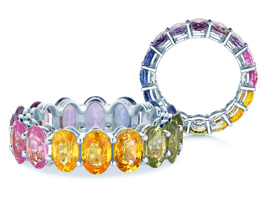 Ring Rainbow Oval in 14K white gold with sapphire 8.33ct