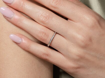 Engagement ring Alliance-/Eternityring in 18K white gold with diamonds 0.125ct G/SI